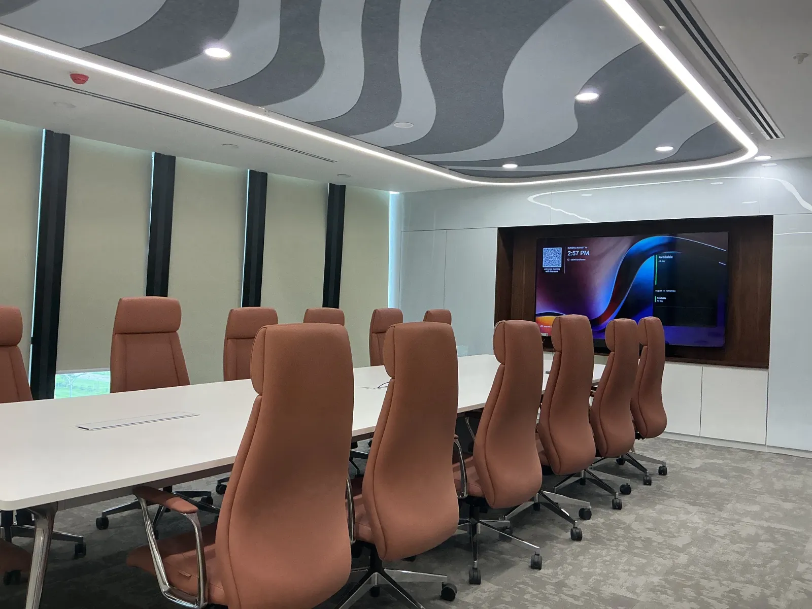 Executive boardroom with leather chairs