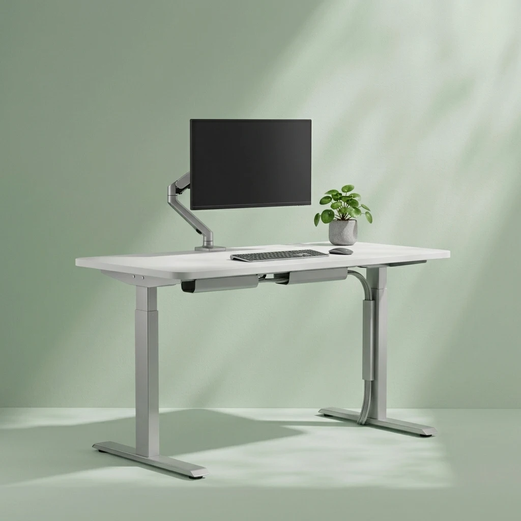 Premium office workstation desk with monitor arm