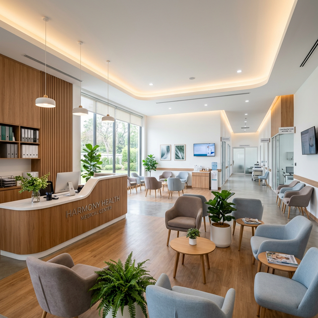 Modern healthcare facility with professional medical furniture